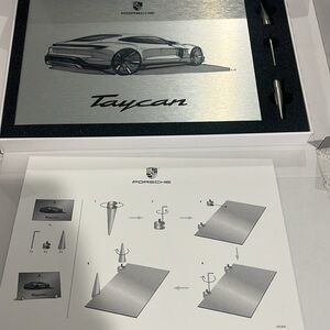 Taycan sketch on metal plate for display! New in box